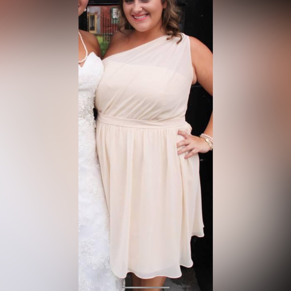 Alfred Angelo Bridesmaid or Formal Dress. Champagne color. Size 20W. 1 shoulder